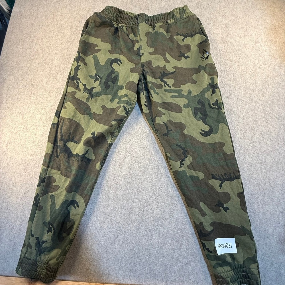 Volcom Mens Camo Fleece Joggers Green Camouflage Sweatpants Size Medium